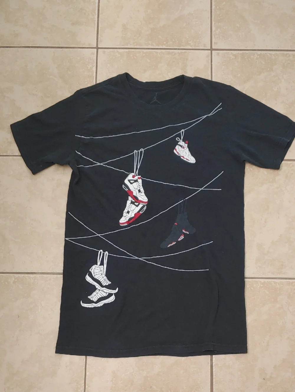 Jordan Hanging Shoes Black T Shirt Men's Size Medium